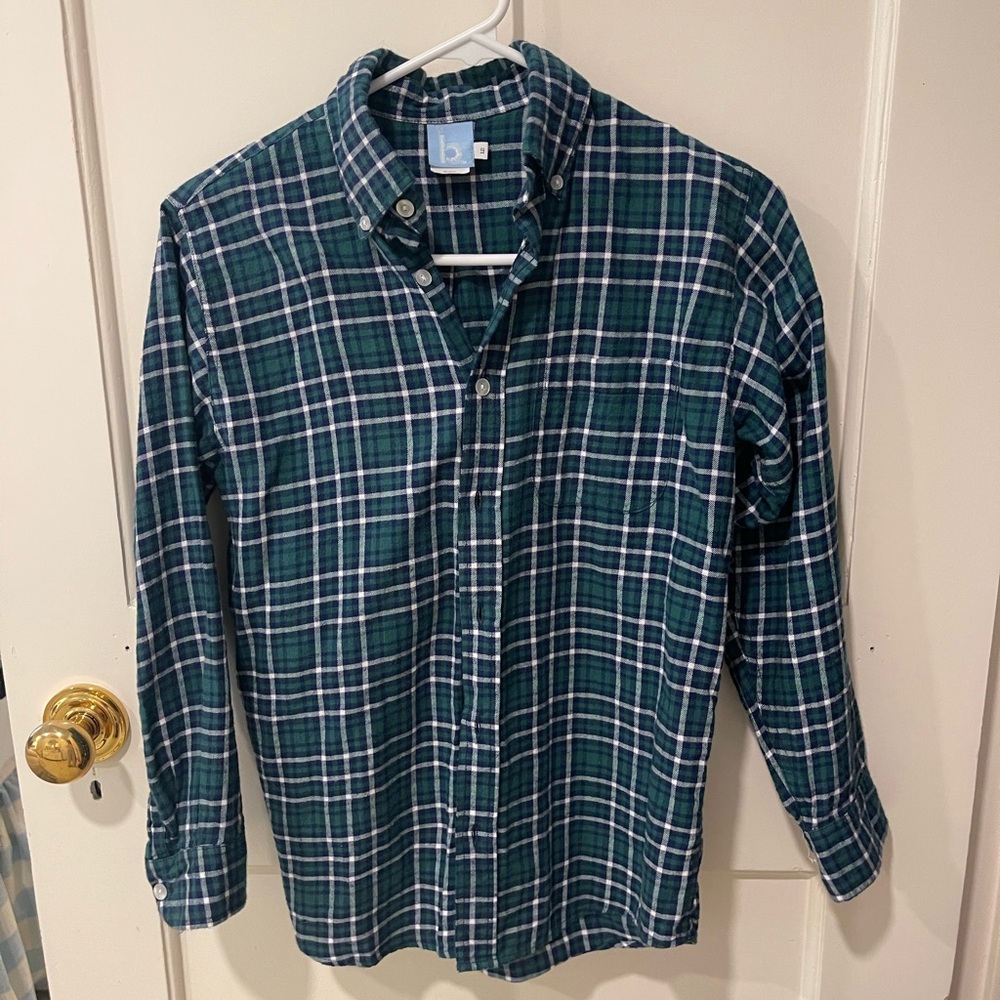 bella bliss Green and Blue Button Down Shirt boys size 12